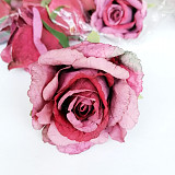 Dekorace květ růže 8 cm / 1 ks bordó mačkaná