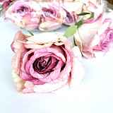 Dekorace květ růže 8 cm / 1 ks růžová mačkaná